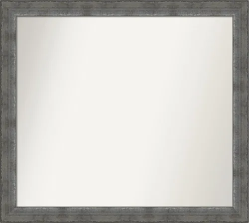 Miniatura 170 de Amanti Art Espejo de baño plateado para sobre el fregadero, 24 x 24 pulgadas, espejo cuadrado de peltre forjado a medida, marco de madera casual