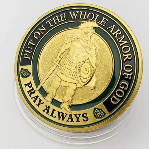 Miniatura 2 de Moneda de desafío de armadura de Dios, Medallón de coleccionista de monedas de oración