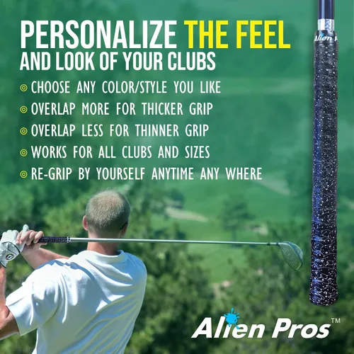 Miniatura 5 de ALIEN PROS Paquete de 6 cintas de agarre de golf Magic & Lizard Mix – ReGrip en 1 minuto
