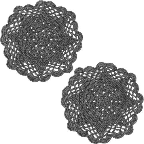 Miniatura 27 de Juego de 2 manteles individuales de encaje con diseño de flores huecas de ganchillo, manteles individuales de encaje para taza de té, aniversario