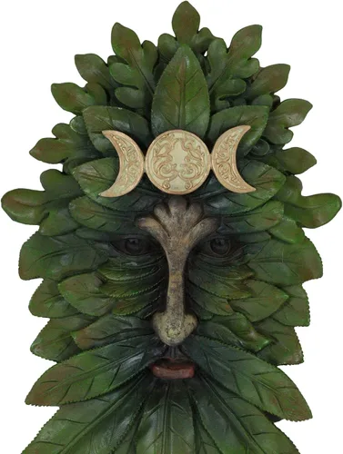 Miniatura 5 de Ebros Gift Wicca Nature Spirit God Horned Celta Greenman Tree Ent Triple Luna Colgante Decoración de Pared Placa de 16.5 pulgadas de alto Árbol