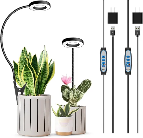Miniatura 11 de Luz de cultivo con clip, luces de plantas de halo de 6000 K para cultivar plantas pequeñas, lámpara LED de espectro completo con temporizador