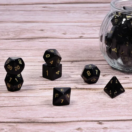 Miniatura 6 de Nupuyai Aretes de cuentas de cristal curativo natural irregular y 7 piezas de dados poliédricos de cristal D&D para juegos de rol RPG MTG