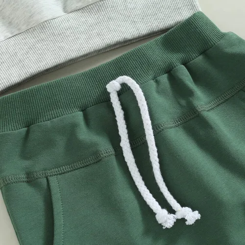 Miniatura 6 de Conjunto de traje de verano para bebé niño pequeño, manga corta, cuello redondo, letras impresas, lindo traje de verano, conjunto de 2 piezas