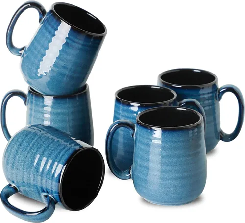 Miniatura 13 de Juego de tazas de café de cerámica grandes - 15 oz tazas de café con mango de porcelana, juego de 4 con mango, perfectas para capuchino, té, moca