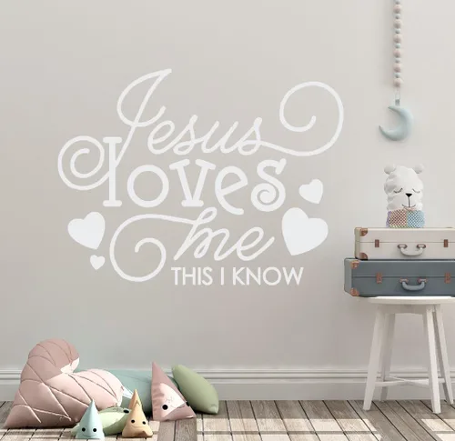 Miniatura 7 de 30 x 24 pulgadas Jesús me ama esto sé corazón lindo para la Biblia Tells Me So Song Niños calcomanía de pared mural arte decoración del hogar