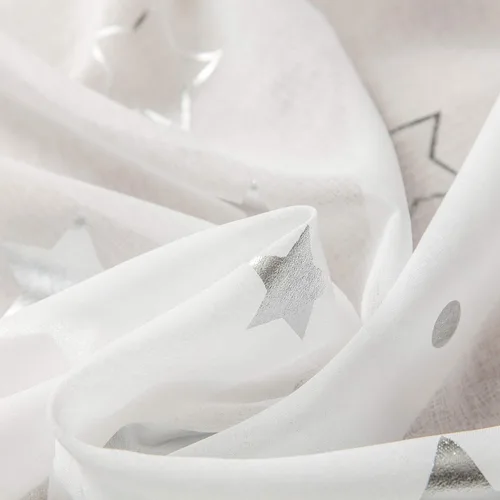Miniatura 6 de Cortinas Transparentes con Estampado de Lámina Plateada de Luna y Estrellas para Habitación de Niñas - Cortinas de Ventana con Bolsillo