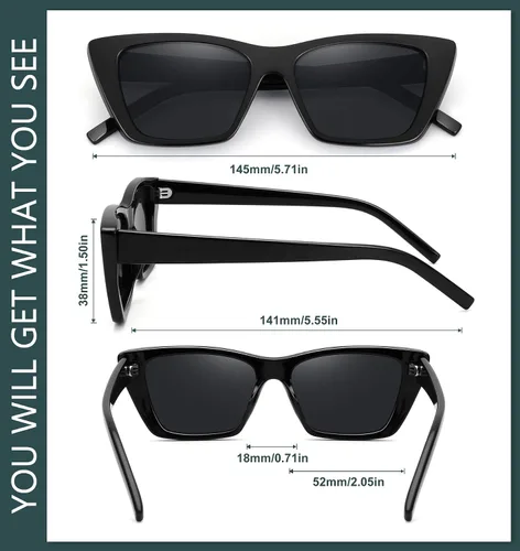 Miniatura 5 de WOWSUN Gafas de sol polarizadas vintage angostas pequeñas para mujer