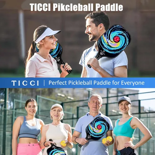 Miniatura 6 de TICCI - Pala de pickleball aprobada por USAPA, juego de 2 palas de grafito prémium con 4 bolas de pickleball, 1 bolsa de malla y 1 bolsa de Vórtice 3