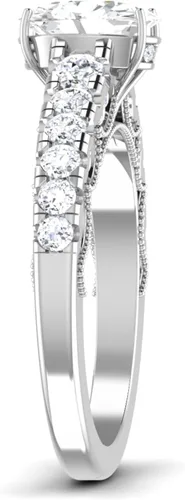 Miniatura 3 de Anillo de compromiso con certificación IGI de 0.50 a 3.0 quilates con diamantes de excelente corte ovalado creado en laboratorio, con acento en oro
