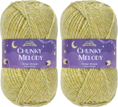 Miniatura 35 de JubileeYarn Chunky Melody - Hilo para tejer 100g/madeja, mezcla de lana gruesa, color maíz naranja - 2 madejas 15 Maíz Naranja