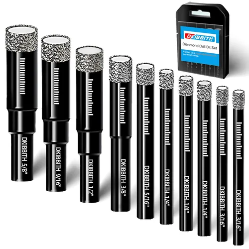 Miniatura 10 de Juego de 3 brocas de núcleo de diamante de 5/8", brocas para azulejos de 16mm para cerámica, porcelana, mármol, granito, azulejos, piedra, ladrillo
