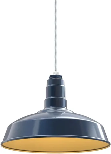 Miniatura 36 de Steel Lighting Co. Carson Barn Light Colgante montado en el techo Cúpula de 16 pulgadas Cable negro Luz de acero de estilo industrial