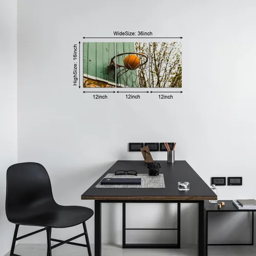 Miniatura 5 de KAWAHONE Arte de Lienzo de Baloncesto para Pared - Arte de Lienzo Deportivo Cuadros de Cancha y Aro de Baloncesto para Pared - Obra de Arte Temática