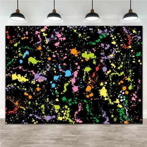 Fondo de pintura colorida para salpicaduras, estilo graffiti abstracto, fondo de fotografía, neón brillante, hip hop, disco retro de los años 80 y