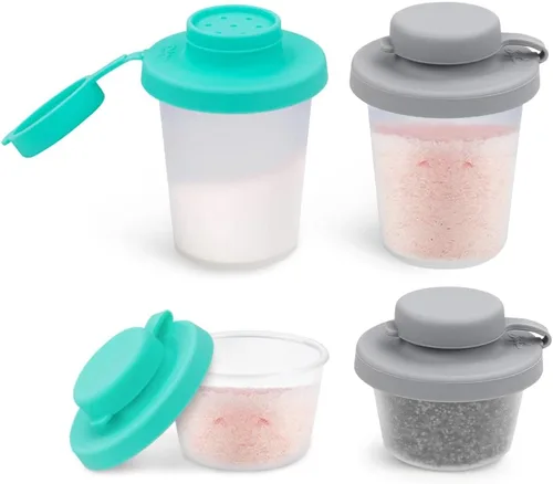 Miniatura 7 de Sophico Juego de saleros y pimenteros pequeños con tapas Sinlicone a prueba de humedad, mini coctelero de especias de 4.5 onzas para ir para Menta
