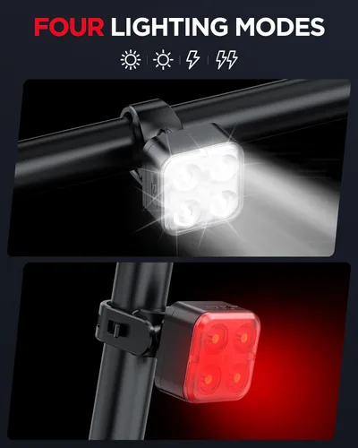 Miniatura 3 de Akale Bike Lights Set, Rechargeable Bicycle Lights Front and Rear, 4 Light Mode Options, Bike Headlight, IPX4 Waterproof, Easy to Install for Men