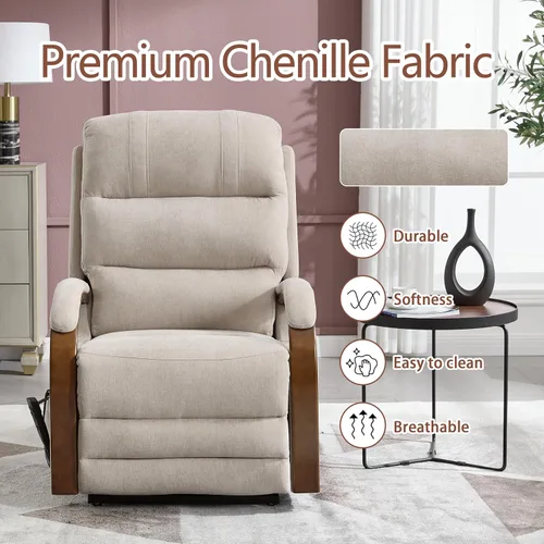 Miniatura 6 de Silla reclinable eléctrica para personas mayores, silla elevadora de doble motor con masaje por vibración y calor, reclinable plano con reposabrazos