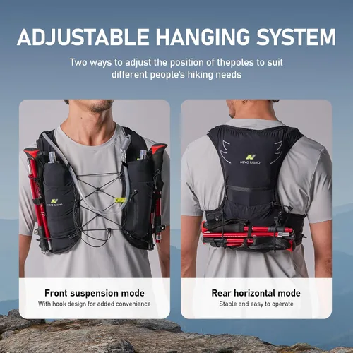 Miniatura 4 de N NEVO RHINO Running Hydration Vest with 1.5L Water Bladder & Dual 500ml Soft Flask for Men Women,Adjustable Lightweight 5L Water Backpack for