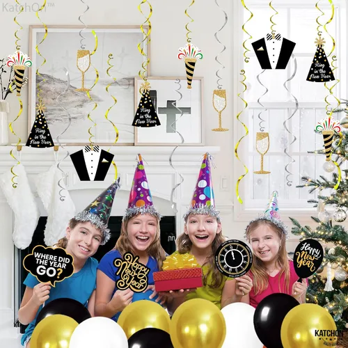 Miniatura 7 de KatchOn, Remolinos colgantes de Feliz Año Nuevo 2026 – Paquete de 30, NO DIY Suministros para fiesta de Año Nuevo 2026 Decoraciones de Año Nuevo