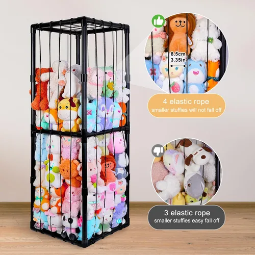 Miniatura 3 de FIOBEE Almacenamiento de animales de peluche, zoológico, tubo de PVC grueso, organizador de almacenamiento de juguetes con banda elástica, soporte