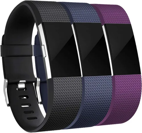 Miniatura 12 de Correas de reemplazo Maledan compatibles con Fitbit Charge 2, paquete de 3, grandes, gris/azul/negro Negro/Azul/Gris