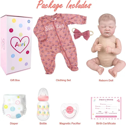 Miniatura 6 de Aori Muñecas Reborn de bebé realistas de 50.8 cm Niña durmiendo recién nacida con cuerpo pesado para abrazar Muñeca de vinilo posable incluye Rojo