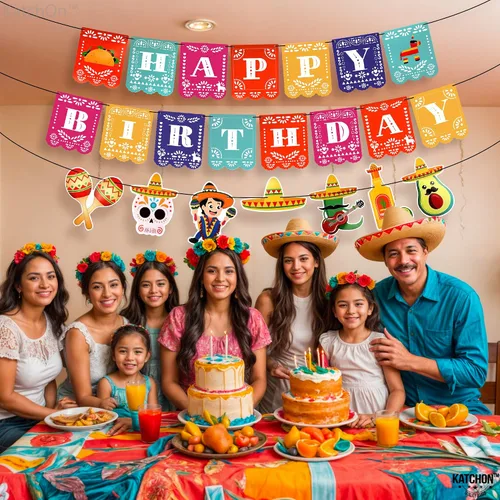 Miniatura 4 de KatchOn, Cartel de cumpleaños mexicano de 15 pies, preencordado, decoraciones de feliz cumpleaños, cartel mexicano de fiesta de feliz cumpleaños