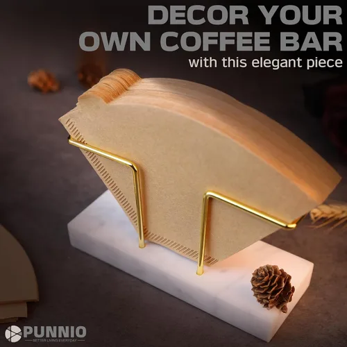 Miniatura 6 de Soporte para filtro de café, estante de mármol y latón, contenedor de filtro de café para cafetería/hogar/oficina, compatible con filtro de café