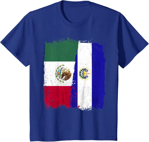 Miniatura 55 de Camiseta con la bandera mexicana de El Salvador con la mitad de la bandera mexicana de El Salvador