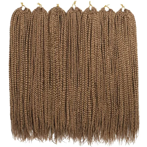 Miniatura 18 de Trenzas de caja de crochet pre-anilladas Goddess, trenzas de crochet, trenzado de cabello 7 paquetes 3x cabello de crochet (35,6 cm, 1B)