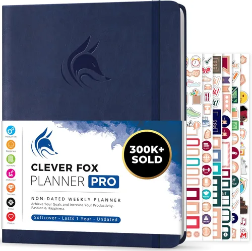 Clever Fox Planner PRO - Planificador de vida semanal y mensual para aumentar la productividad, gestión del tiempo y alcanzar tus objetivos, 8.5 x