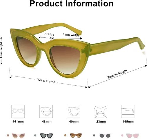 Miniatura 47 de SOJOS Retro Small Vintage Cat Eye Sunglasses for Women Cute Fashion UV400 Sunnies SJ2939