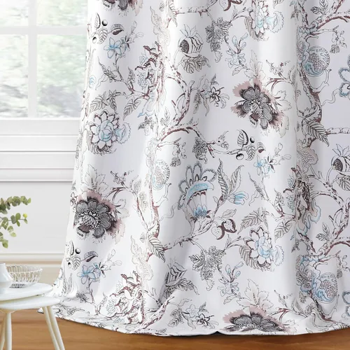 Miniatura 22 de H.VERSAILTEX Cortinas opacas de 63 pulgadas de largo, juego de 2 paneles de cortinas con estampado floral para sala de estar, cortinas de ventana