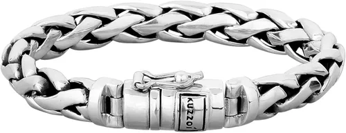 kuzzoi Pulsera bizantina redonda de plata de ley 925 para hombre, longitud 8.27 pulgadas - 9.05 pulgadas, ancho 0.39 pulgadas, 2.11 onzas