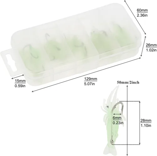 Miniatura 5 de 15 señuelos suaves y luminosos para camarones, señuelos de pesca realistas para lubina, lucioperca, trucha y más