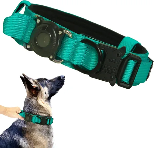 Miniatura 21 de Collar táctico para perro, ajustable, militar, de nailon, con asa de control y hebilla de metal resistente para perros medianos y grandes (negro, S)