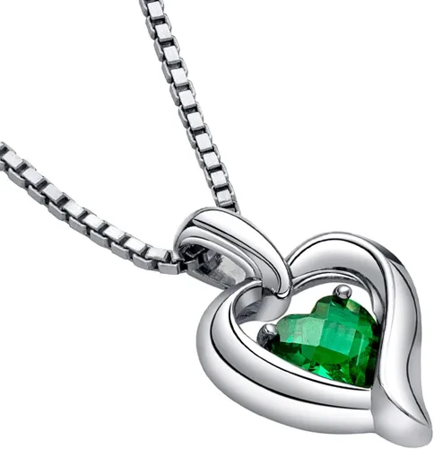 Miniatura 3 de Peora Sterling Silver Heart in Heart Solitaire Pendant Necklace for Women in Various Gemstones, Heart Shape 6mm, with 18 inch Italian Chain