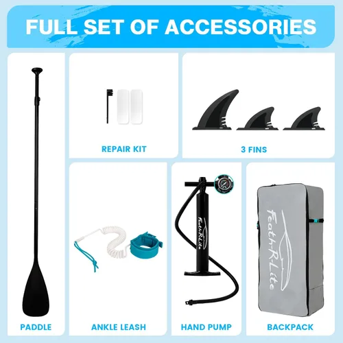 Miniatura 5 de FEATH-R-LITE Tabla de paddle surf inflable ultraligera de 10 pies x 30 pulgadas/10 pies 6 pulgadas x 33 pulgadas, para todos los niveles