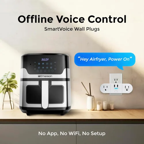 Miniatura 8 de Emerson SmartVoice - Enchufe de pared 4 en 1, tomacorriente inteligente controlado por voz con 2 salidas de CA y 2 puertos USB-A, sin WiFi, sin