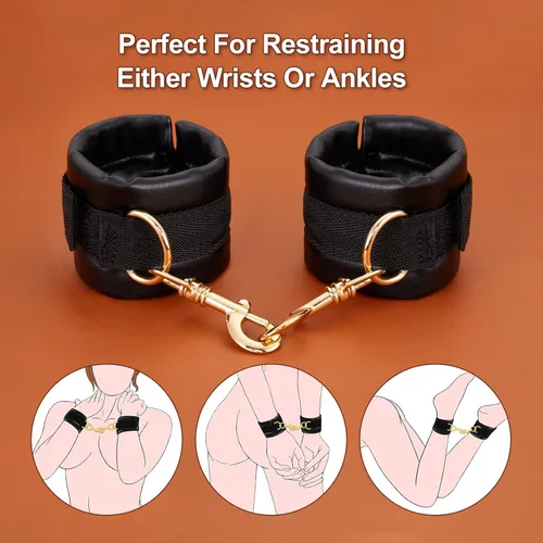 Miniatura 2 de BDSM - Juguetes sexuales con restricciones de bondage, esposas ajustables de cuero suave, puños de tobillo, juguete para adultos, kit de sujeción