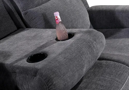 Miniatura 3 de Betsy Furniture Juego de sofá reclinable manual de microfibra suave, sofá con mesa desplegable, dos sillones reclinables, gris carbón 9111