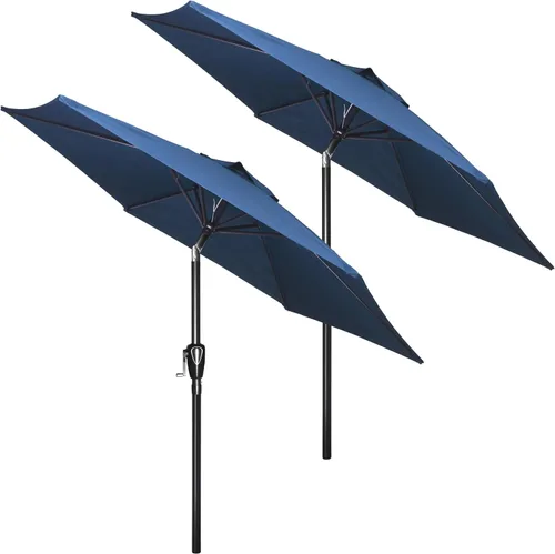 Miniatura 26 de HealSmart Sombrilla de patio de 7.5 pies con botón de inclinación/manivela, sombrilla de mesa al aire libre, 6 varillas resistentes para jardín