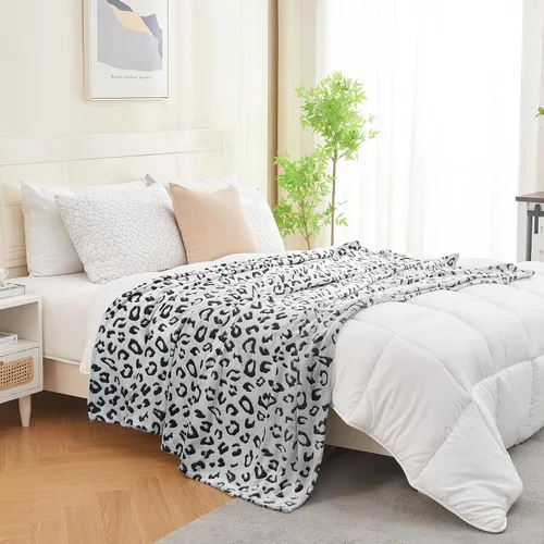 Miniatura 6 de SOCHOW - Manta Uragiri, de franela, vellón, ligera, muy suave y acogedora, de 50 x 60 pulgadas, con diseño de leopardo, en color negro