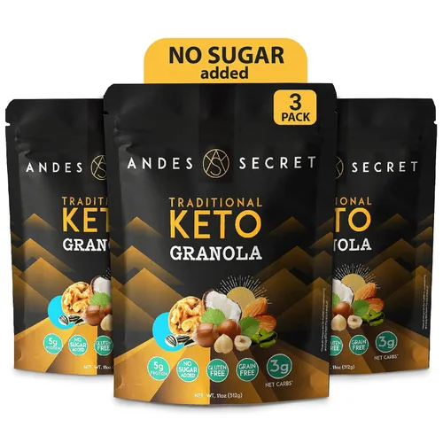 Miniatura 12 de Andes Secret Granola de cacao - Almendras, avellanas - Granola keto alta en proteínas sin azúcar, granos y gluten - 11 oz (1 paquete)