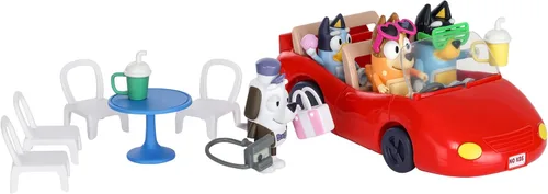 Miniatura 2 de Bluey Figura (2.5 pulgadas) y juego de vehículo convertible de escape, robusto auto de juguete para niños con 4 accesorios y calcomanías, juguetes