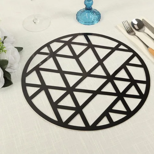 Efavormart - Juego de 6 manteles individuales triangulares geométricos cortados con láser, 13 pulgadas, redondos, desechables, de cartón, 27.64 oz/m²