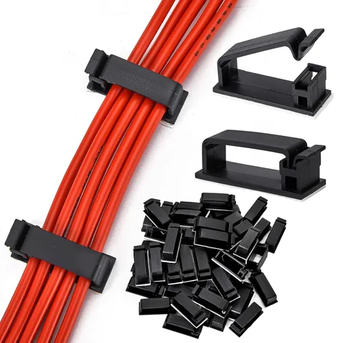 Miniatura 9 de 50 clips autoadhesivos para organizar cables, organizadores de cables, soportes para cables para PC, laptop, cable Ethernet, escritorio, oficina