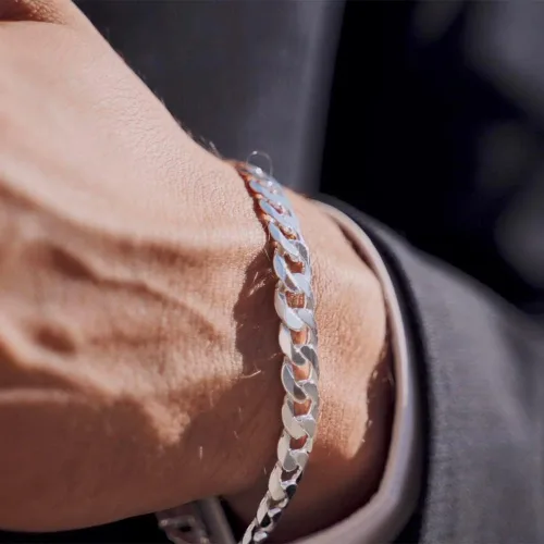 Miniatura 4 de QUADRI - Pulsera de eslabones cubanos extra brillante para hombre de 10 o 0.472 in en plata de ley 925 con corte de diamante italiano - 7.5 a 9