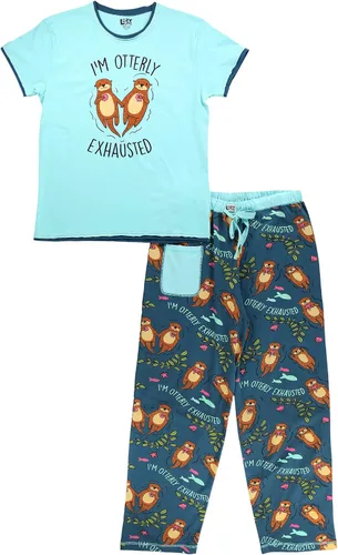 Miniatura 3 de Lazy One Conjunto de pijama para mujer, manga corta con bonitos estampados, ajuste relajado